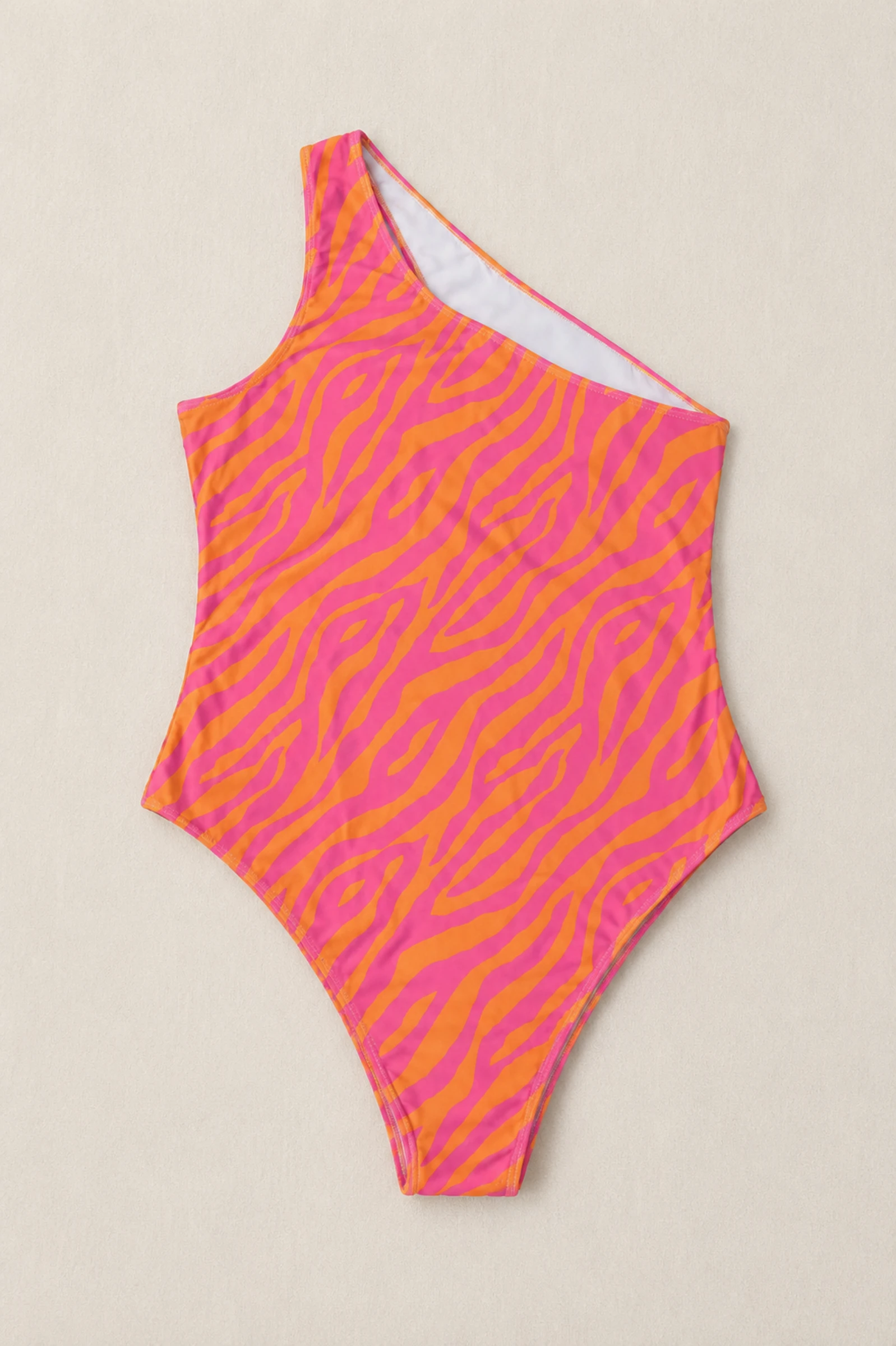 Biquíni de uma peça estampado rosa e laranja – Tamanho XL 🩷 – photo 2